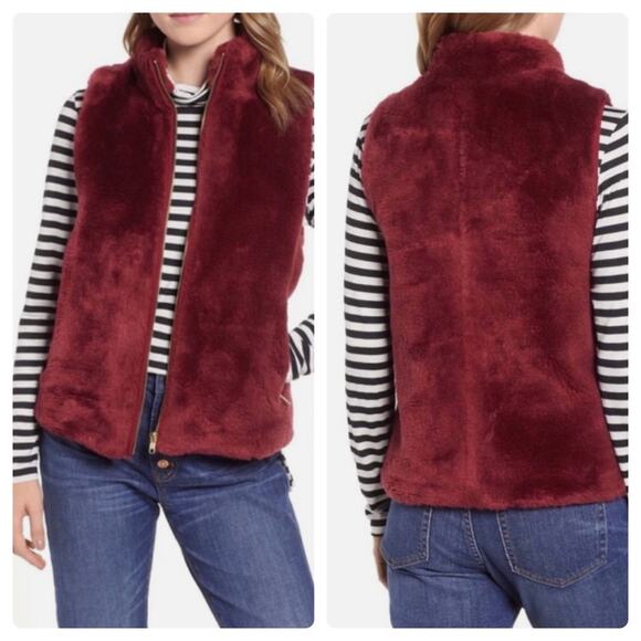 J.Crew Plush Fleece Excursion Vest Crimson Maple - Picture 1 of 13